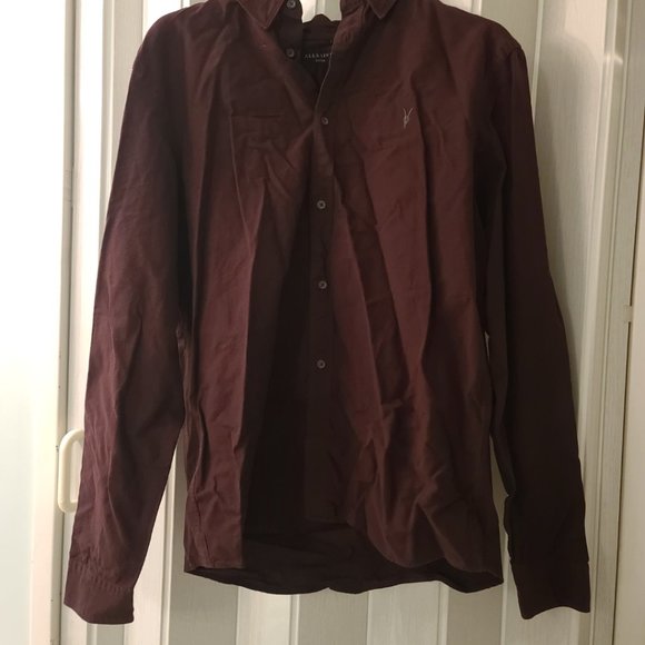 NEW Male shirt brand new with tags, oxblood shirt by Allsaints - Picture 8 of 9